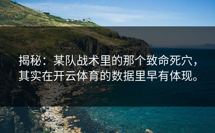 揭秘：某队战术里的那个致命死穴，其实在开云体育的数据里早有体现。  第1张